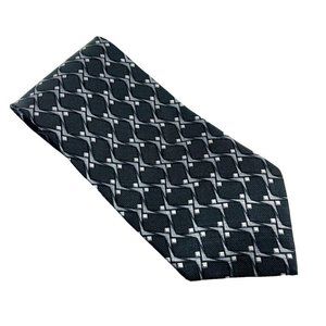 Mens Silk Dress Necktie Carlo Palazzi Geometric Pattern Black  Gray 58 in u